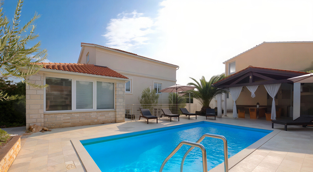 Pool and BBQ terrace view