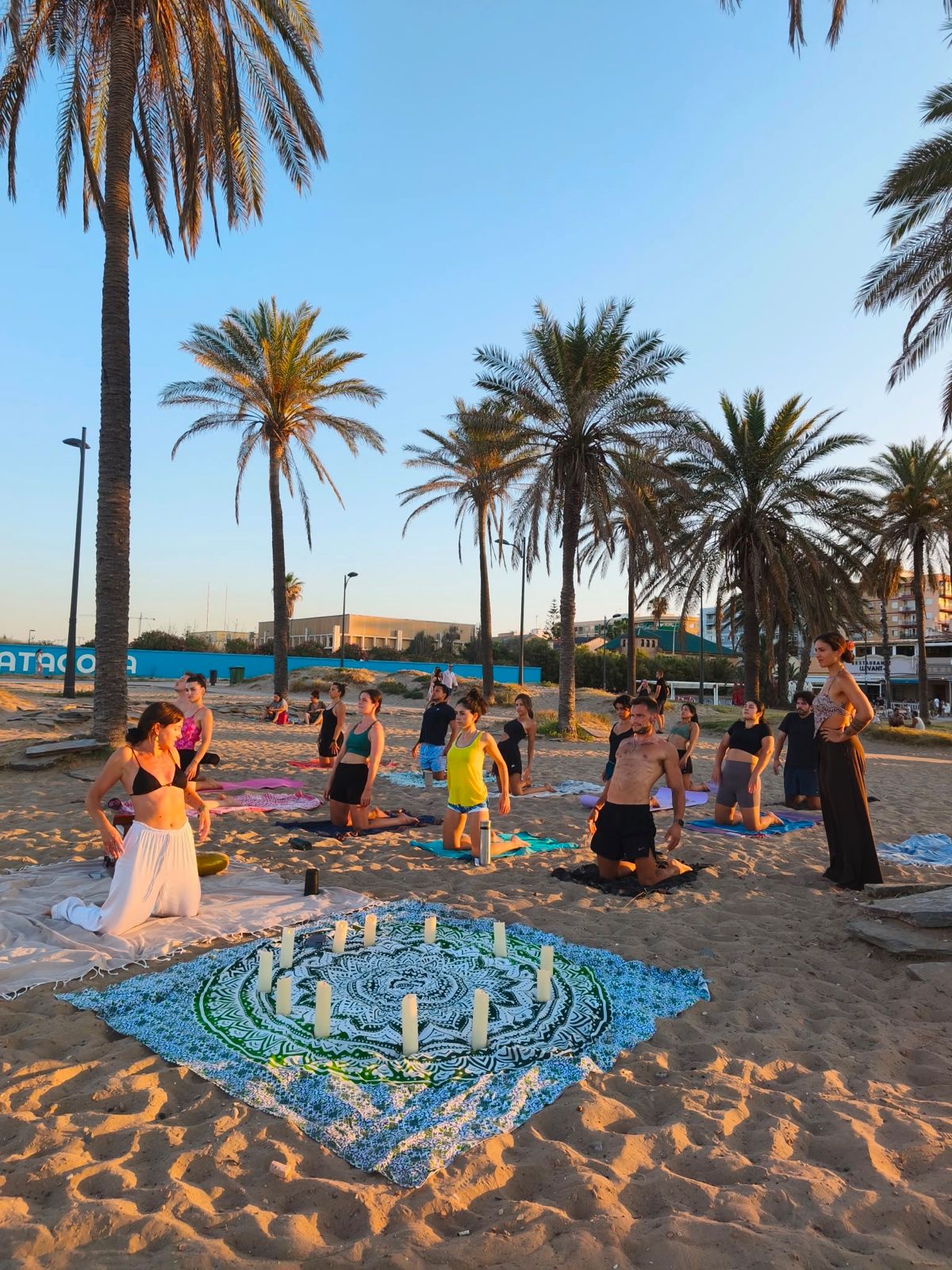 Yoga session by the coast